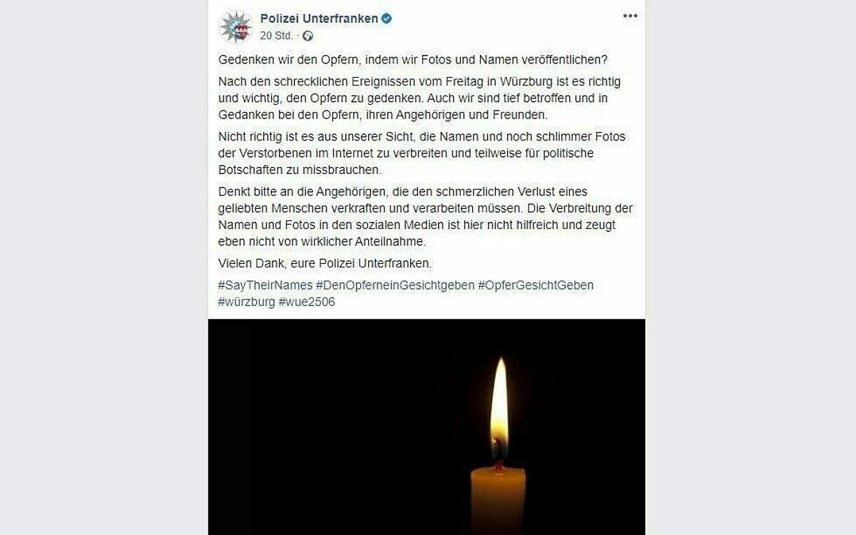 Die Polizei appelliert bei Facebook nach der Messerattacke Die Polizei appelliert bei Facebook nach der Messerattacke